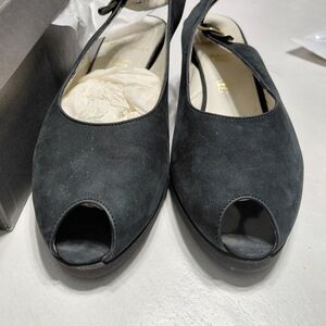 Bruno Magli Black Suede Peep-Toe Heels